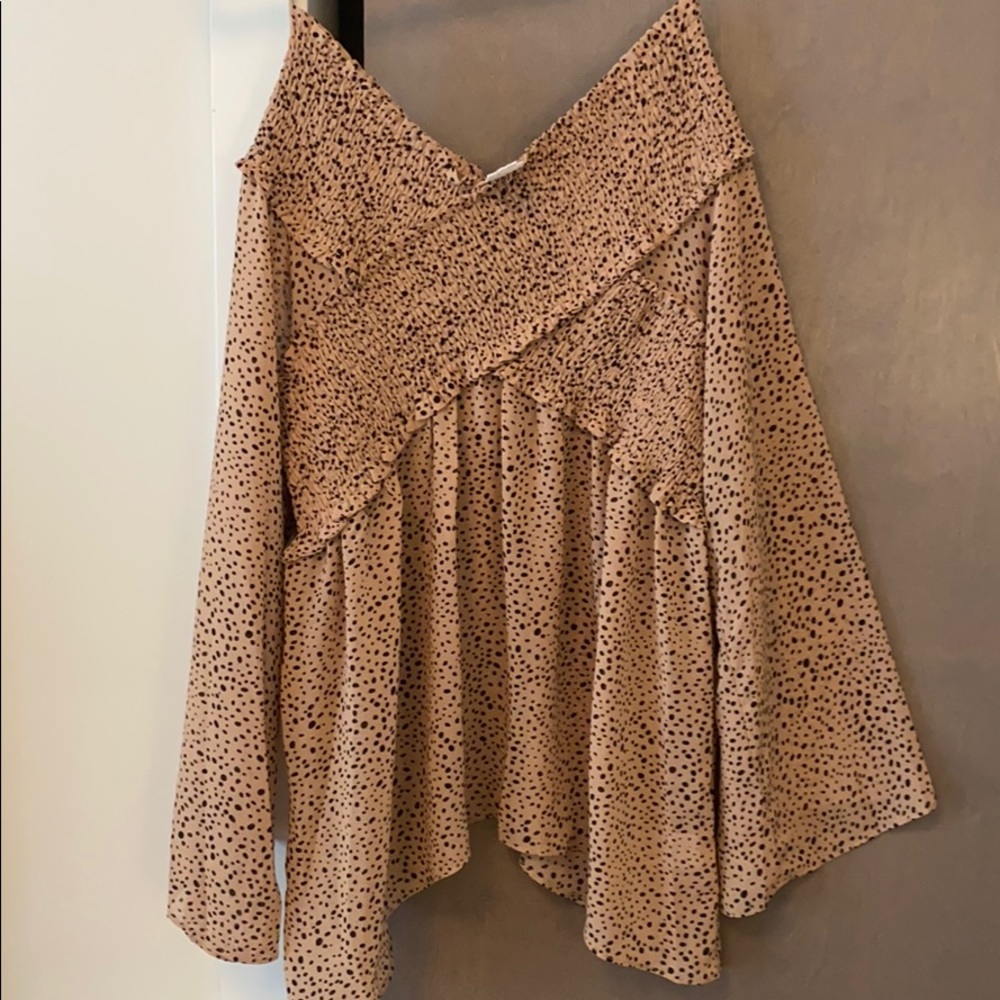 Smocked Off The Shoulder Top - cheetah print